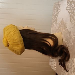 20" Long Synthetic Halo Hair extension Brown Curled Layered